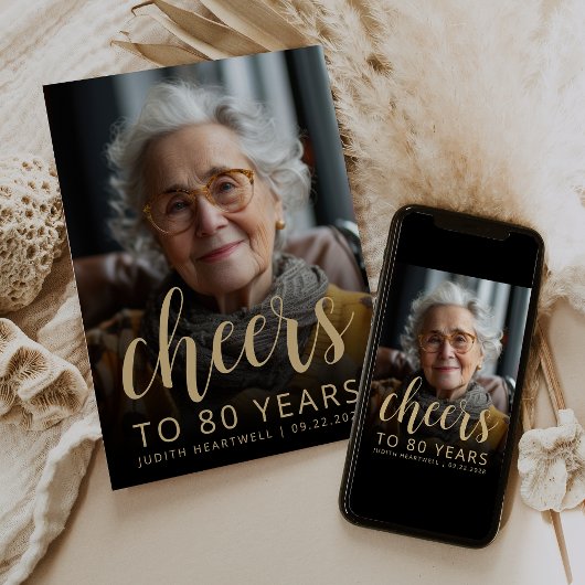 Aangepaste foto Proost 80ste verjaardagsfeest Kaart