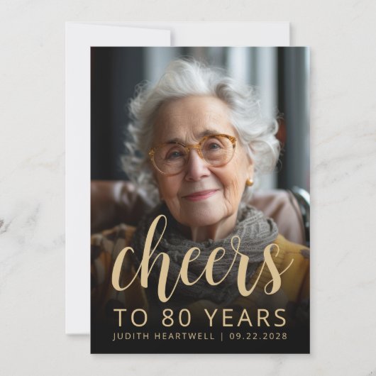 Aangepaste foto Proost 80ste verjaardagsfeest Kaart (Voorkant)