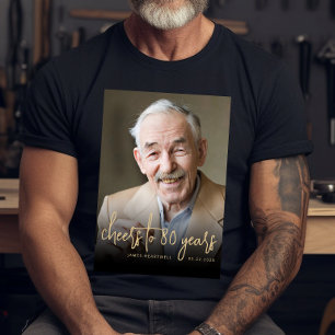 Aangepaste foto proost 80ste verjaardagsfeestje t-shirt