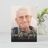 Aangepaste foto Proost 90ste verjaardagsfeestje Kaart (Staand voorkant)