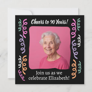 Aangepaste foto Proost op 90 jaar verjaardag sling Kaart