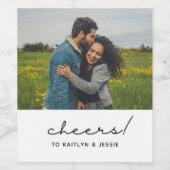 Aangepaste foto proost! Verlovingsfeestje Wijn Etiket (Enkel label)