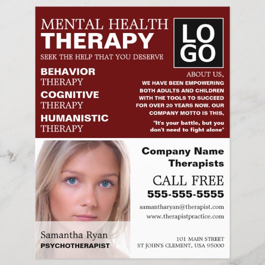Aangepaste foto, psychotherapeut, therapie flyer (Voorkant)