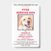 Aangepaste foto PTSD Service Dog ID Badge (Voorzijde)
