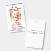 Aangepaste foto PTSD servicehond ID-badge Badge (Voor- en achterkant)