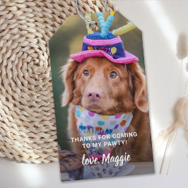 Aangepaste foto Puppy Dog Birthday Party Cadeaulabel