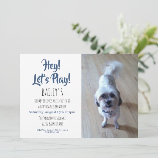 Aangepaste foto Puppy Dog Birthday Party Kaart (Staand voorkant)