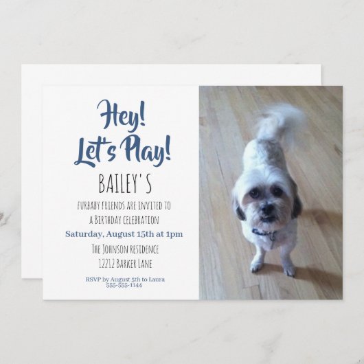 Aangepaste foto Puppy Dog Birthday Party Kaart (Voorkant / Achterkant)