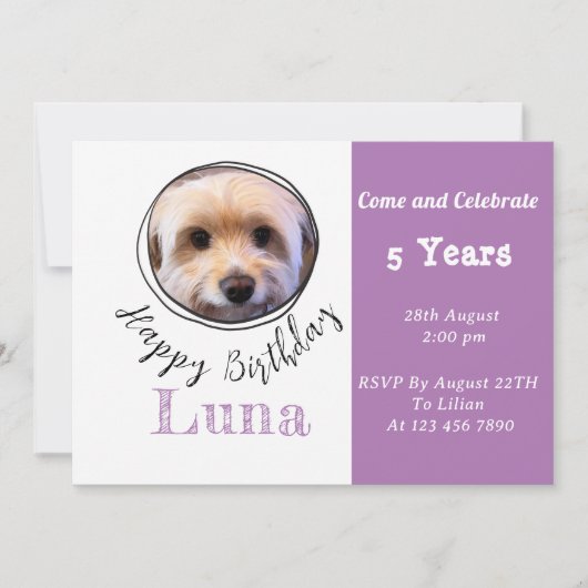 Aangepaste foto Puppy Dog Birthday Uitnodiging (Voorkant)