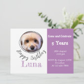 Aangepaste foto Puppy Dog Birthday Uitnodiging (Staand voorkant)