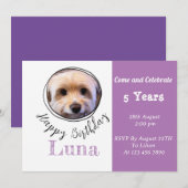 Aangepaste foto Puppy Dog Birthday Uitnodiging (Voorkant / Achterkant)