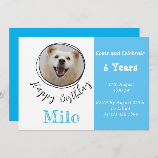 Aangepaste foto Puppy Dog Birthday Uitnodiging (Voorkant / Achterkant)