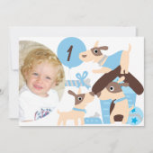 Aangepaste foto Puppy Dog Blue Verjaardag uitnodig Kaart (Voorkant)
