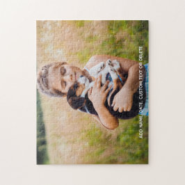 Aangepaste foto-puzzel met aangepaste tekst dog ki legpuzzel