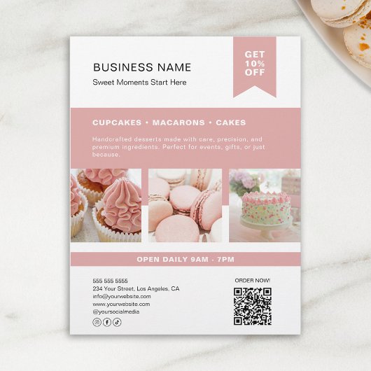 Aangepaste Foto QR Bakery Flyer