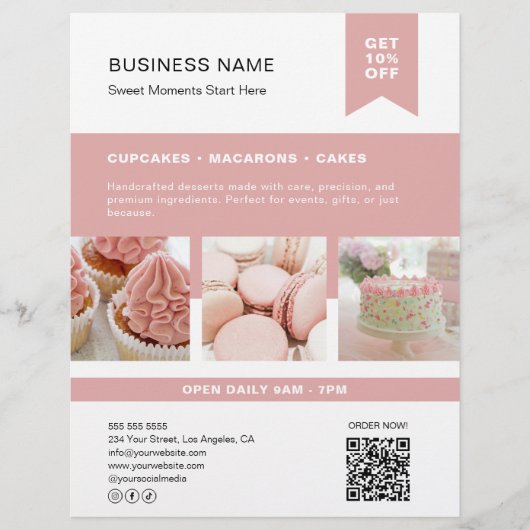 Aangepaste Foto QR Bakery Flyer (Voorkant)