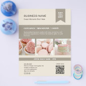 Aangepaste Foto QR Bakkerij Beige Flyer (Enkel)