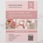 Aangepaste foto QR banketbakkerij roze flyer (Voorkant)