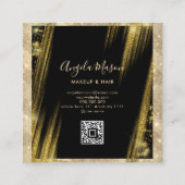 Aangepaste foto QR Code aanmaken Zwart goud Vierkante Visitekaartje (Achterkant)