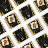 Aangepaste foto QR Code aanmaken Zwart goud Vierkante Visitekaartje