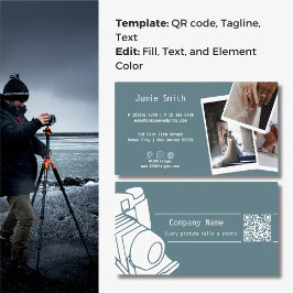 Aangepaste foto QR-code Carrière Fotografie Grijs Visitekaartje