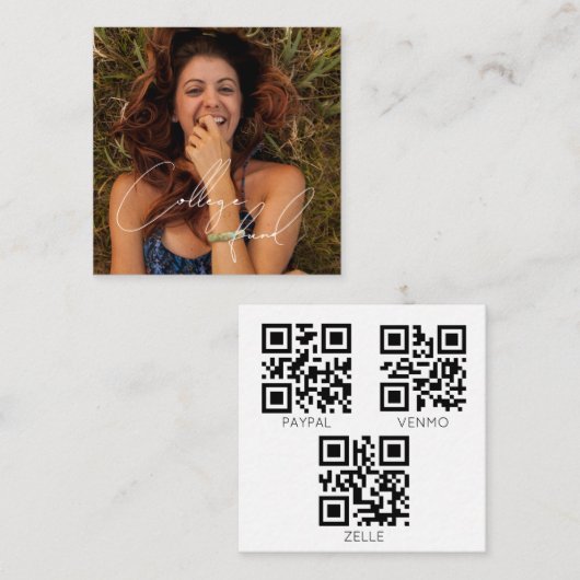 Aangepaste foto qr code college afstudeerfonds informatiekaartje (Voorkant / Achterkant)