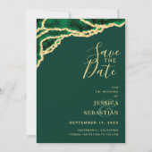 Aangepaste foto QR Code Emerald Green Agate Modern Save The Date (Voorkant)