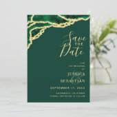 Aangepaste foto QR Code Emerald Green Agate Modern Save The Date (Staand voorkant)