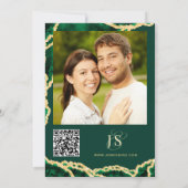 Aangepaste foto QR Code Emerald Green Agate Modern Save The Date (Achterkant)