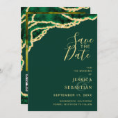 Aangepaste foto QR Code Emerald Green Agate Modern Save The Date (Voorkant / Achterkant)