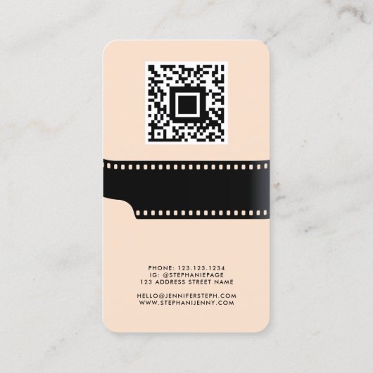 Aangepaste foto QR Code Film Roll Fotograaf Rendy Visitekaartje (Achterkant)