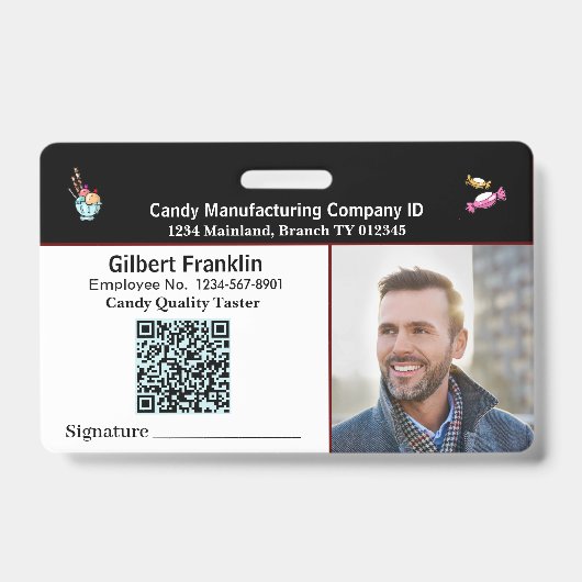 Aangepaste foto QR-code ID-identificatie voor werk Badge (Voorzijde)