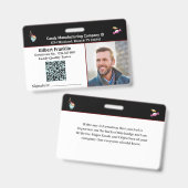 Aangepaste foto QR-code ID-identificatie voor werk Badge (Voor- en achterkant)