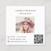 Aangepaste foto Qr code moderne merkkleur Vierkante Visitekaartje (Achterkant)