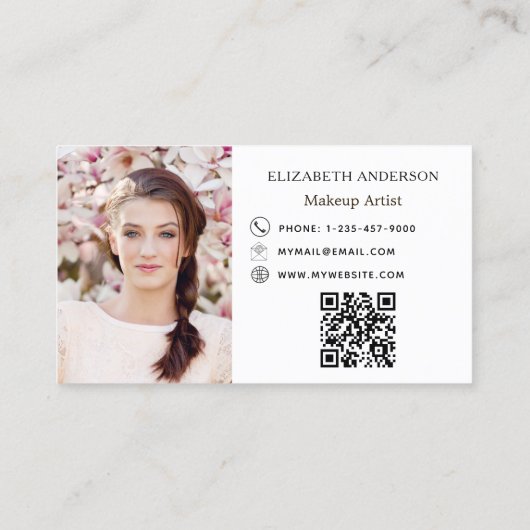 Aangepaste foto Qr code moderne merkkleur Visitekaartje (Achterkant)