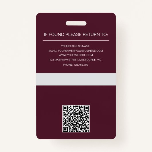 Aangepaste Foto & QR Code Professionele ID Badge (Achterkant)