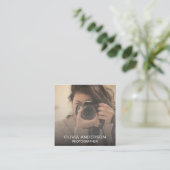 Aangepaste Foto QR Code Social Media Fotograaf Vierkante Visitekaartje (Staand voorkant)