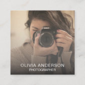 Aangepaste Foto QR Code Social Media Fotograaf Vierkante Visitekaartje (Voorkant)