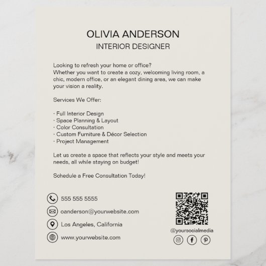 Aangepaste foto QR-code sociale media professionee Flyer (Achterkant)