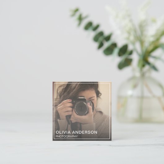 Aangepaste Foto QR Code Sociale Media Vierkante Visitekaartje (Staand voorkant)