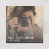 Aangepaste Foto QR Code Sociale Media Vierkante Visitekaartje (Voorkant)