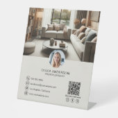 Aangepaste Foto QR Code Zakelijk Reclamebord Met Voetstuk (Voorkant)