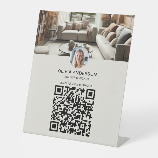Aangepaste Foto QR Code Zakelijk Reclamebord Met Voetstuk (Voorkant)