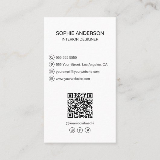 Aangepaste Foto QR Professionele Interieurontwerpe Visitekaartje (Achterkant)