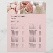 Aangepaste Foto QR Roze Bakkerij Prijslijst Flyer (Voorkant)