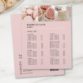 Aangepaste foto QR Roze Bakkerij Prijslijst Flyer
