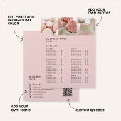 Aangepaste Foto QR Roze Bakkerij Prijslijst Flyer