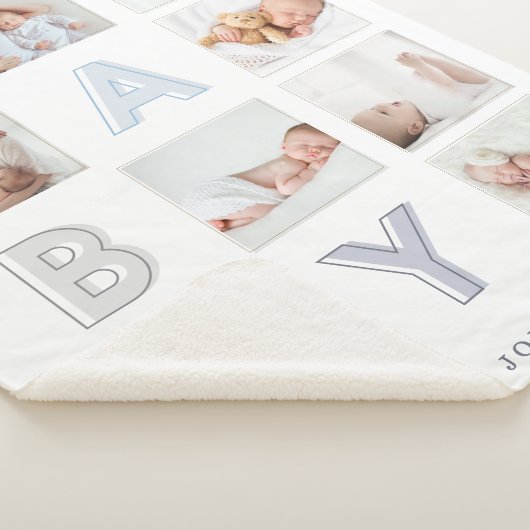 Aangepaste foto-raster Collage Moderne Baby blokle Sherpa Deken (3/4)