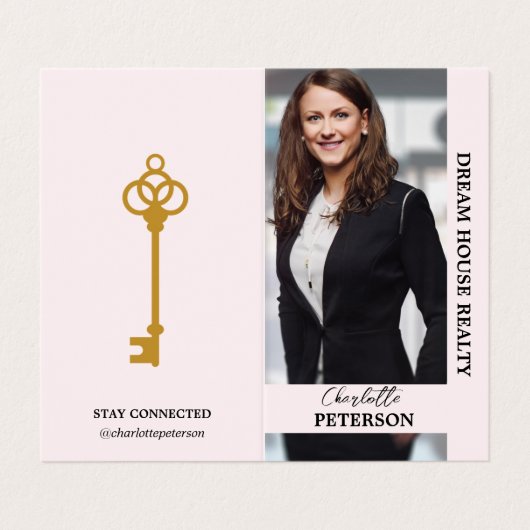 Aangepaste foto Real Estate Agent Realtor Visitekaartje (Buitenkant ongevouwen)