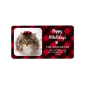 Aangepaste foto Red Buffalo Pset Happy PAWlidays Etiket (Voorkant)